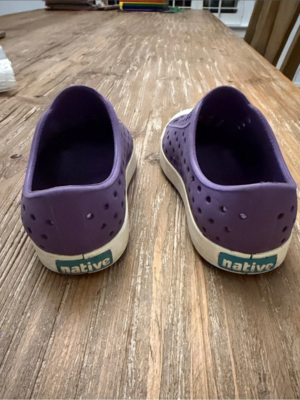 Native Kids Water Shoes Purple with White Toe
